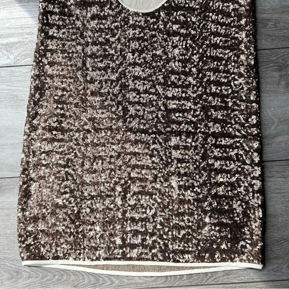 Aritzia Wilfred  Bronze Sequin Silk Trim Tank Dress - Picture 14 of 14
